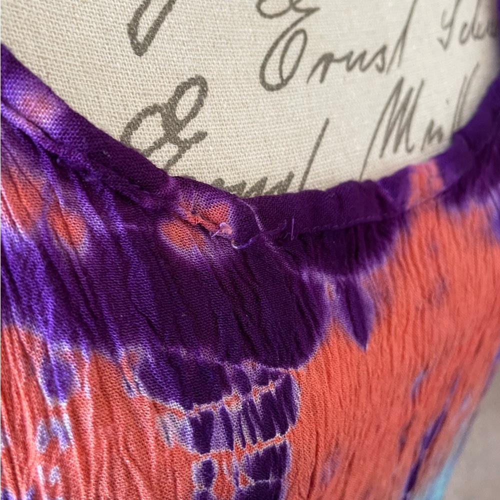 Sunflower Tie-Dye Hippie Maxi Dress in Purple Blue Rusty Orange Resort wear - OS - Picture 6 of 10